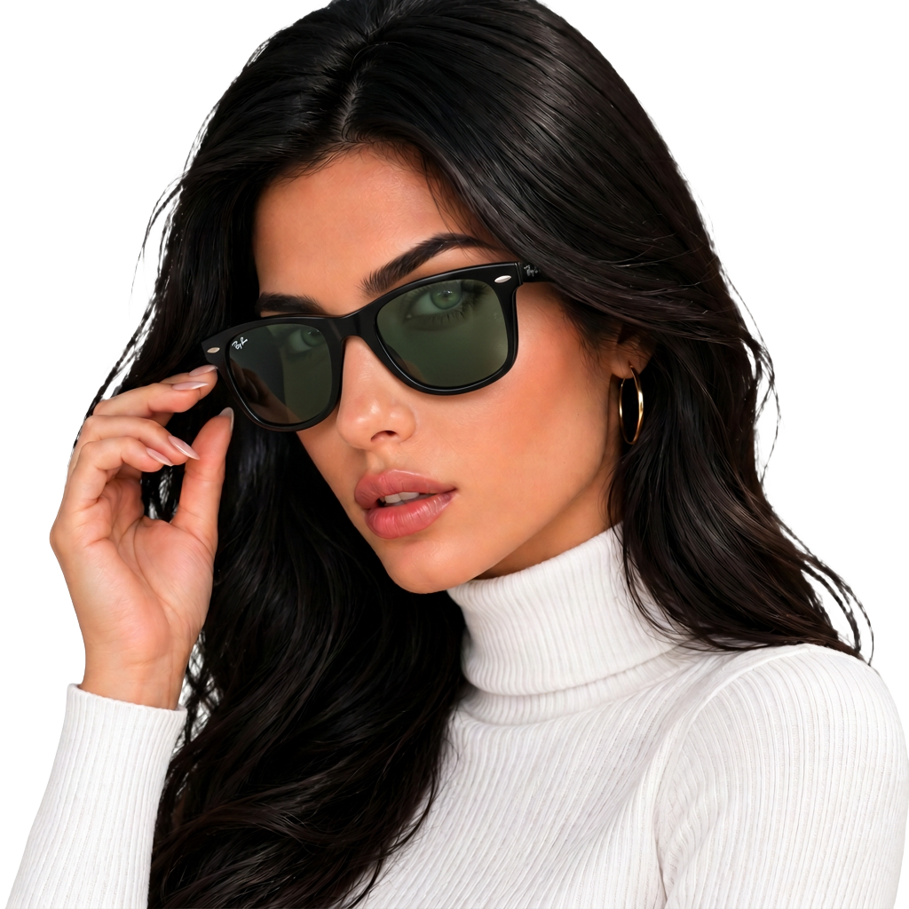 דוגמנית עם Ray-Ban Wayfarer Classic